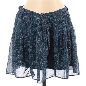 American Eagle Flowy Blue Skirt Tie Waist Blue Polka Dot Print